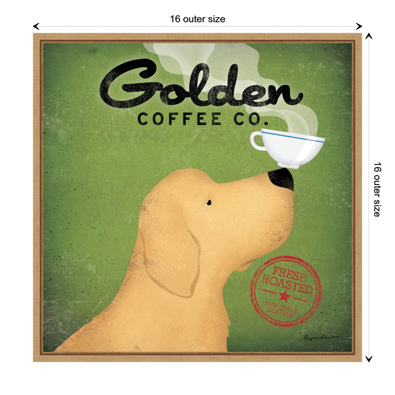 Golden Dog Coffee Co by Ryan Fowler Canvas Wall Art Print Framed